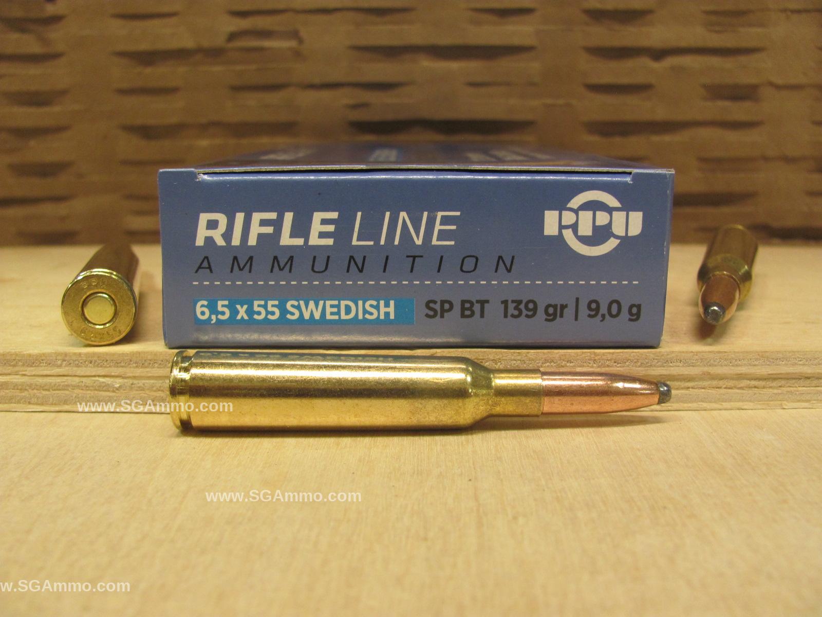 100 Round Plastic Can - 6.5x55 Swedish 139 Grain Soft Point Prvi Partizan Ammo - PP6SWS - Packed in Plastic Ammo Canister